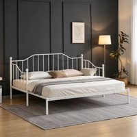 Lit de repos moderne en métal avec lit gigogne extractible, taille double, sommier à lattes en acier, cadre de canapé-lit, aucun sommier tapissier nécessaire pour chambre à coucher et salon