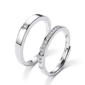 Casal Love <span class=keywords><strong>Promise</strong></span> Anéis 925 Sterling Silver Zircon Anéis de Noivado Ajustável para Mulheres Homens Bezel Setting para Festa de Casamento - Product Image 6