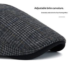 Topi Ivy Pria Motif Kotak-kotak Musim Gugur Musim Dingin Gaya Inggris, Topi Ivy Wol Campuran Hangat untuk Pria - Product Image 3