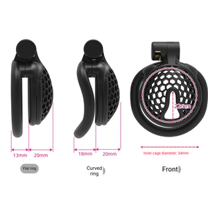 Jaula <span class=keywords><strong>de</strong></span> Castidad Masculina Honeycomb, Candado Erótico, Dispositivo Transpirable <span class=keywords><strong>de</strong></span> Nailon y Resina Rosa y Negro, Juguetes Sexuales, Ejercicios <span class=keywords><strong>de</strong></span> Kegel Cobra, BDSM - Product Image 6