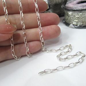Haute qualité 925 argent ovale lien chaîne en gros S925 argent ovale boucle chaîne pour bricolage collier accessoire - Product Image 1