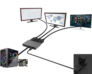 Adaptateur DP vers 2*DP+HDTV, <span class=keywords><strong>DisplayPort</strong></span> vers DP+<span class=keywords><strong>HDMI</strong></span> MST <span class=keywords><strong>Splitter</strong></span>, simple 8K60Hz, triple 4K60Hz, avec alimentation MICRO pour ordinateur portable - Product Image 5