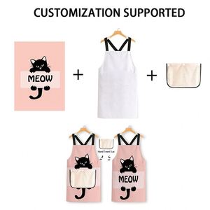 Custom Printed Home <b>Kitchen</b> <b>Apron</b> with Removable Hand Towels Waterproof BBQ Baking Cooking Chef <b>Aprons</b> - Product Image 4