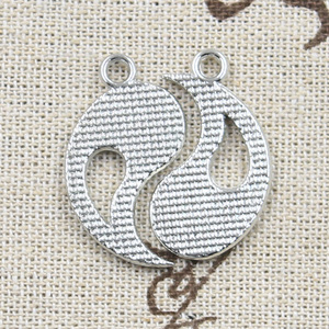 Charms otto schemi in bianco e nero Yin Yang Gossip 24x20mm pendenti artigianato fai da te fare risultati gioielli tibetani fatti a mano - Product Image 5