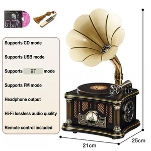 Reproductor de CD de Escritorio Estilo Gramófono Vintage, Venta al Por Mayor de Fábrica, Tocadiscos Inalámbrico BT con Control Remoto para el Hogar - Product Image 2