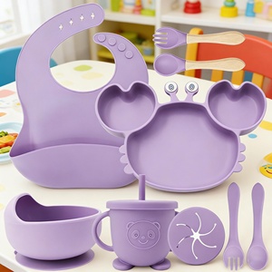 Offre Spéciale : Ensemble de Vaisselle en Silicone pour Bébés – Bavoirs, Assiette et Bol à Ventouse pour l'Apprentissage de la Nourriture - Product Image 1