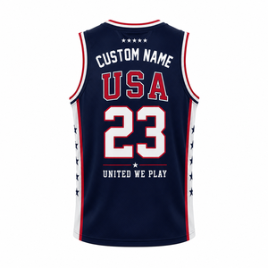USA <b>Basketball</b> Fan Jersey Custom Team Name Number Printed Breathable V-neck Short Sleeve Mesh Sports Apparel Game Day Men Women - Product Image 6