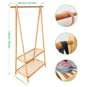 Elegante <span class=keywords><strong>Perchero</strong></span> de bambú <span class=keywords><strong>para</strong></span> dormitorio, <span class=keywords><strong>pequeño</strong></span> colgador de ropa de pie, organizador de mesita de noche, muebles de moda <span class=keywords><strong>para</strong></span> gimnasio en casa - Product Image 2