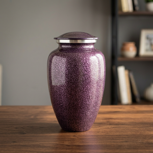 Urna Funeraria Metálica Morada para Cenizas de Adulto, Recuerdo Conmemorativo, Estilo Americano - Artesanía India - Product Image 3