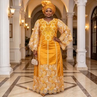 Robe Boubou noire élégante de haute qualité avec broderie africaine pour le Nouvel An 2027, ensemble de robes maxi de banquet avec écharpe pour femmes K1416