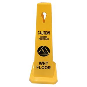 مخروط مرور مربع أصفر ساطع، لافتة تحذير بلاستيكية 'ممنوع الوقوف' و'التنبيه: الأرضية رطبة'، مخاريط تحذير مربعة صفراء - Product Image 1