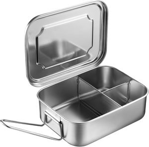 Airtight BPA Free Stainless Steel <b>Camping</b> Cookware Lunch <b>Box</b> Snap Fasteners Leak Proof Portable Single Tier Meal Prep Container - Product Image 1