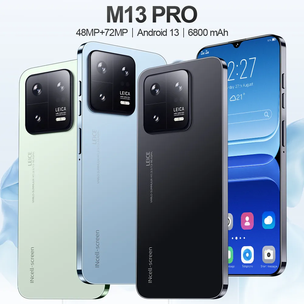 Hot Selling M13 Pro Wholesale Original 16GB+1024GB 24MP+48MP Face Unlock Full Display Android 13 5G Cell Phone Smart Celular