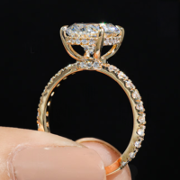 Bague de fiançailles en or massif 10K/14K/18K avec diamant de laboratoire ovale 1 carat, halo caché et pavé, certifiée IGI, personnalisable CVD/HPHT