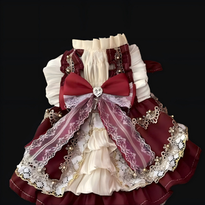 Hunde- & Katzen-Kleid aus atmungsaktivem Stoff im Lolita-Prinzessinnen-Stil mit niedlichen Spitzenkanten für alle Jahreszeiten im Teddybär-Stil - Product Image 5