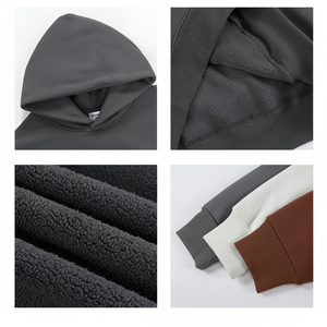 Sweat à capuche en molleton surdimensionné brodé en coton 100% de qualité supérieure pour l'automne/l'hiver, vêtements de travail - Couture durable et superposition confortable - Product Image 1