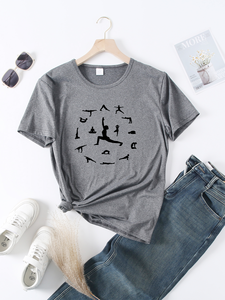 Camiseta de <span class=keywords><strong>Mujer</strong></span> de Verano, Tejida, Elegante, Transpirable, Anti-Pilling, Ecológica, con Estampado Humano en Azul Claro, Económica - Product Image 3