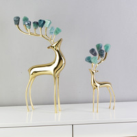 Luxe or cristal cerf décor à la maison moderne nordique européen Art déco ornement Table spectacle pièces pour la décoration intérieure or