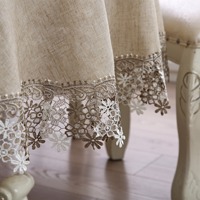 Nappe ronde brodée personnalisée de haute qualité en dentelle, lin jacquard, style européen vintage, salon luxueux, mariage, vente en gros