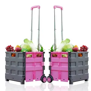 plastic folding 4 wheeled shopping trolley cart shopping trolley Shop Bags supermarket