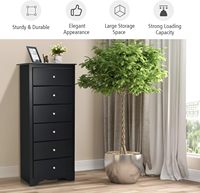 Tiroirs de coffre en bois à 6 tiroirs Grand placard de rangement étroit pour chambre à coucher Salon Placard Couloir-Armoire noire
