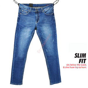 Pantalones vaqueros de cintura media para hombre, Vaqueros suaves de lavado medio OEM, venta al por mayor, ajustados, rectos, informales, de calidad superior, para Otoño/Invierno - Product Image 3