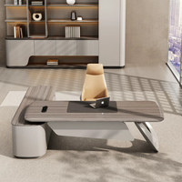 Bureau de direction moderne de luxe ergonomique, durable et léger, avec panneau en bois minimaliste en forme de L et armoire de rangement – Mobilier de bureau