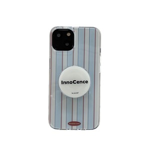 เคสโทรศัพท์ลายทางสีฟ้าขาวสไตล์มินิมอลพร้อมขาตั้งตัวอักษรสำหรับ iPhone 17 Pro Max 16 15 14 13 - Product Image 5