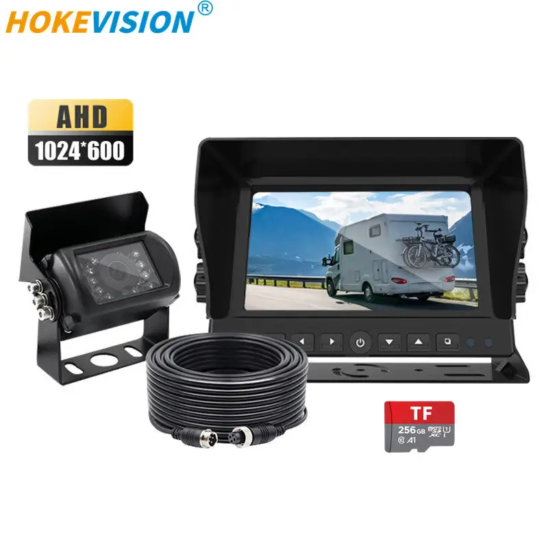 Заводская камера видеонаблюдения AHD, черный видеорегистратор для грузовиков, 7 дюймов, с монитором, для тяжелых условий эксплуатации, для грузовиков, прицепов, фургонов