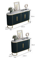 Buffet moderne de luxe en bois massif et acier inoxydable avec plateau en marbre pour bar, cuisine, salle à manger et salon