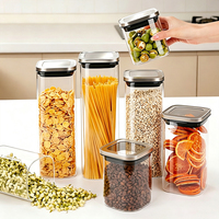 Pot de conservation hermétique en verre avec couvercle en acier inoxydable, récipient alimentaire de cuisine pour grains de café, céréales, pâtes et garde-manger