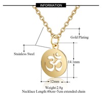 Collier pendentif symbole Om Yoga en acier inoxydable, chaîne ras du cou avec symbole hindou Om Shiva, bijou amulette vintage