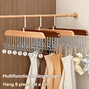 단단한 나무 + 금속 걸이 미끄럼 방지 후크 형 청바지 걸이 옷장 공간 절약 다기능 속옷 및 조끼 보관 - Product Image 3