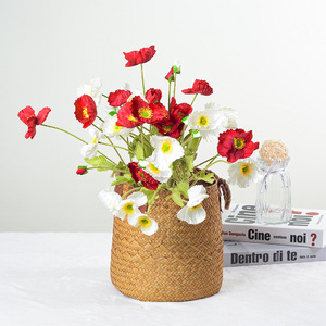 Flores Artificiales de Amapola, Mezcla de Rojo y Blanco, Flores de Seda para Decoración de Bodas, Celebraciones Festivas, Realistas - Product Image 1