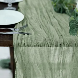 Corredor de mesa para mesa de jantar casamento verde sálvia boho