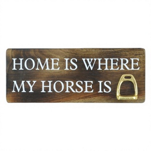 Home Is Where My Horse Is Wall Mount Plaque <b>Board</b> Gold Stirrup Style Decorative Wall Decor Decorative Signs <b>Board</b> OEM Support - Product Image 1