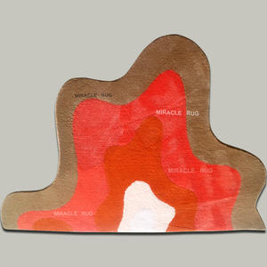 Alfombra de lana pura hecha a mano con mechones diseñados a medida Art Deco piezas hechas a mano alfombra estética nubes ondulado Retro azul degradado alfombra - Product Image 5