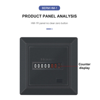 HM-1 220-240V AC Kotak Hitam Tanpa Reset Timer Digital Jam Timer Meter Gauge Counter Hour Meter