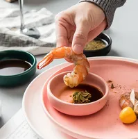 Plat à sauce en céramique mate, petit bol à condiments rond, assiette à assaisonnements multicolores, vente en gros, personnalisable