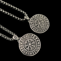 Nordique Viking Vegvisir Pendentif En Acier Inoxydable Mythologique Rune pour Hommes Collier Rue Hip Hop Bijoux pour Mariages