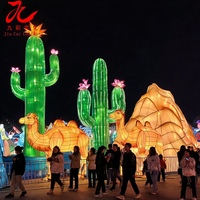 Lanterne géante LED motif chameau et cactus du désert, fabriquée à la main à Zigong, étanche, pour la décoration de scènes d' oasis et d'attractions touristiques