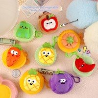 Porte-monnaie mini en peluche série fruits de dessin animé, écologique, durable, en fourrure douce, mignon, carotte, ananas, porte-clés créatif, vente en gros