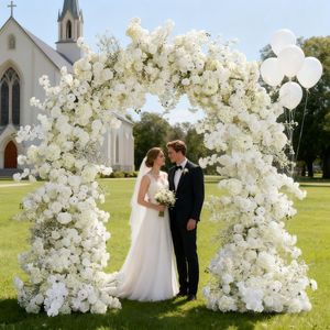 Arche de fleurs artificielles pour mariage, arrangement floral, rose rose, arche de fleurs vertes pour décoration de mariage - Product Image 3