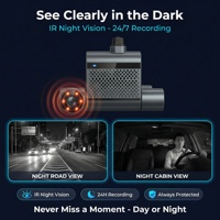 Dash Cam Streaming Langsung 4G Dual Channel 1080P Pelacakan GPS Penglihatan Malam Rekaman Berulang Peringatan SOS Perekam Video DVR Mobil Armada