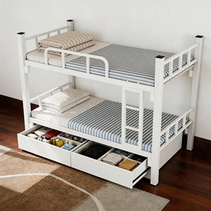 Lits superposés modernes en métal à deux niveaux, structure en fer forgé, double étage, <span class=keywords><strong>gain</strong></span> <span class=keywords><strong>de</strong></span> <span class=keywords><strong>place</strong></span>, conçus pour deux personnes, dortoirs du personnel, écoles - Product Image 1