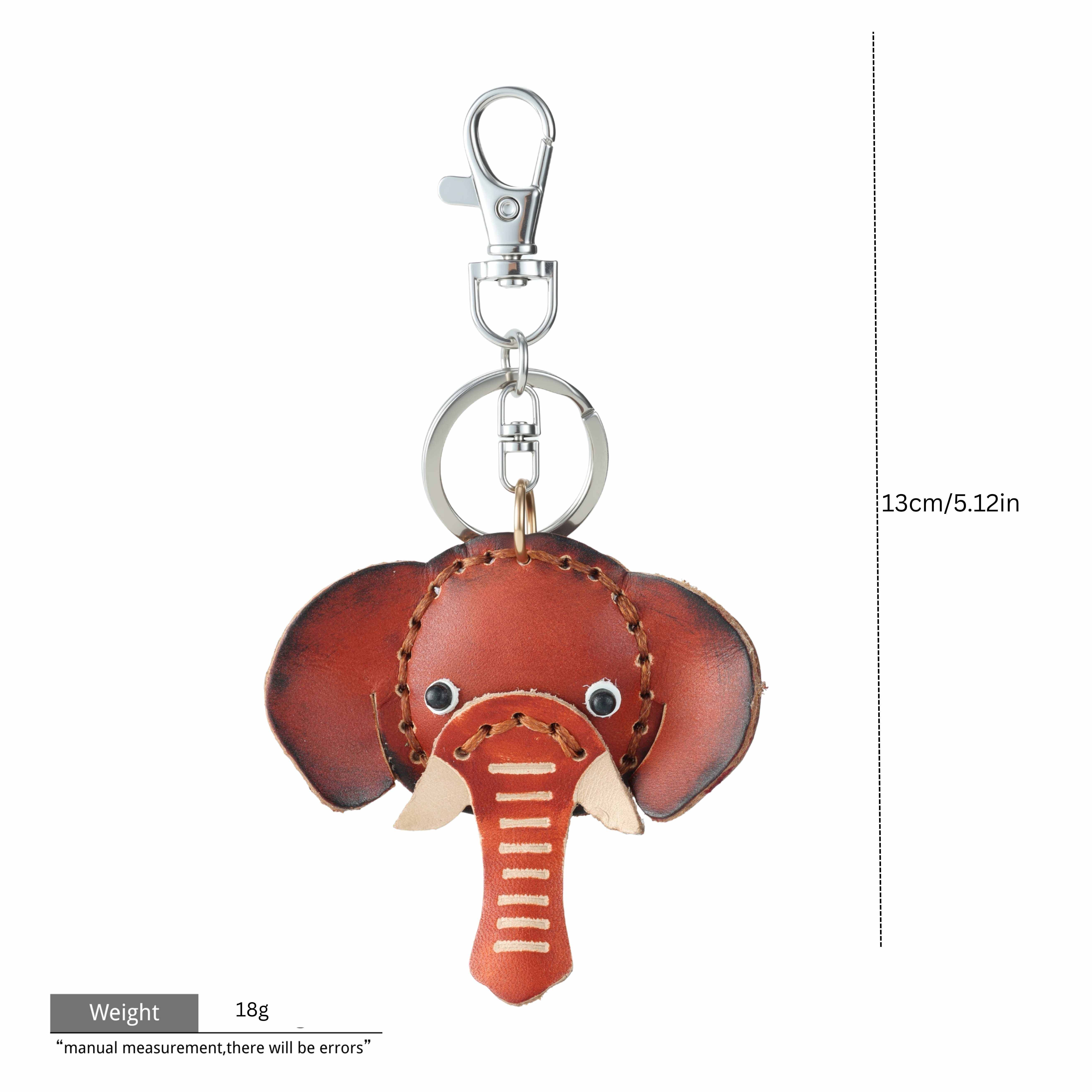 breloque de sac en cuir véritable éléphant marron-GRJ2467BC