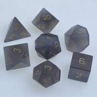 Jeu de dés en pierre œil de chat dés polyédriques en pierres précieuses bleues D & D donjons et dragons cadeau jeux de rôle RPG de table