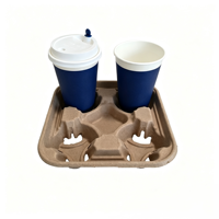 Plateau de service à café écologique naturel 4 tasses, non amovible, pour porte-gobelets en vrac