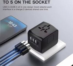 Global <b>Universal</b> 3USB+Type-C Travel <b>Adapter</b> US UK EU AU <b>Plug</b> 4 in 1 Quick Charging Charger for Mobile Phone - Product Image 6