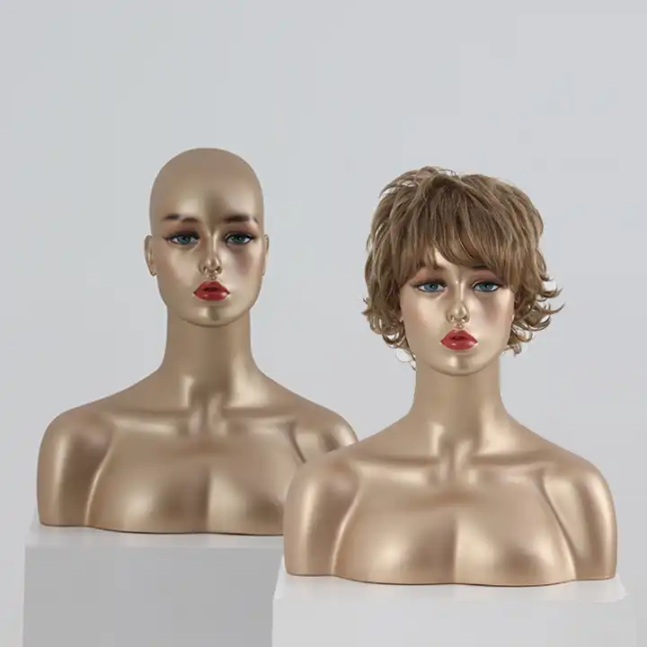 gold mannequin head wig display mannequin